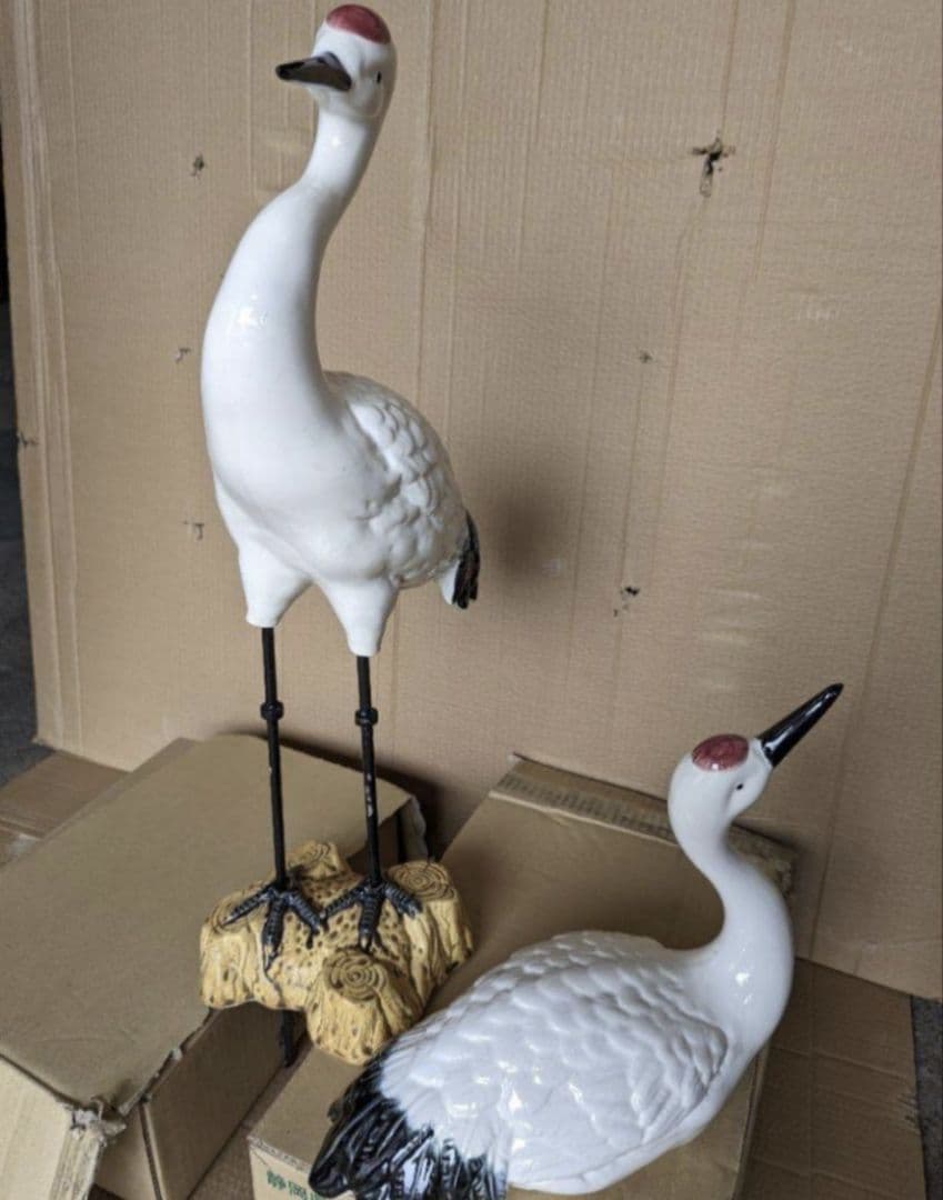 信楽焼　陶器製　鶴の置物