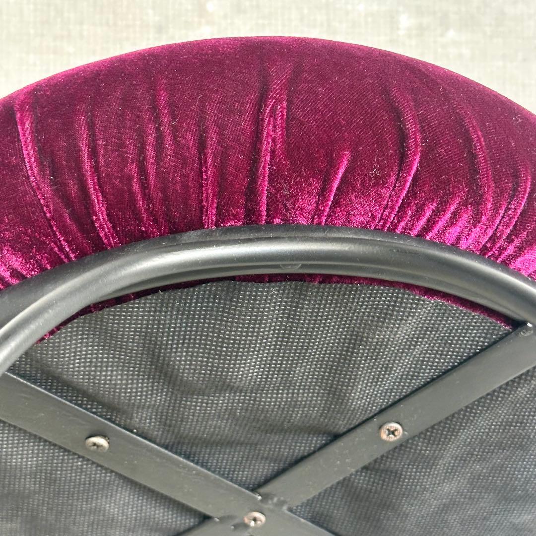 ワインベルベット×アイアン曲線脚スツール｜ロココモダンデザイン 椅子 ベロア調