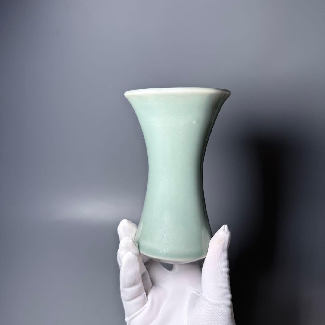 後期鍋島 青磁筒形花生 蒐集家放出品 特注共箱付 同手