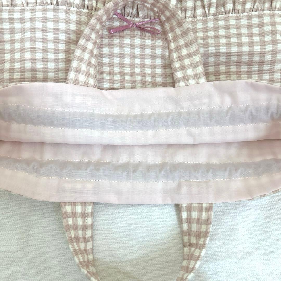 入園入学3点セット　【白地ブラウンハート×くすみピンク】　女の子　レッスンバッグ