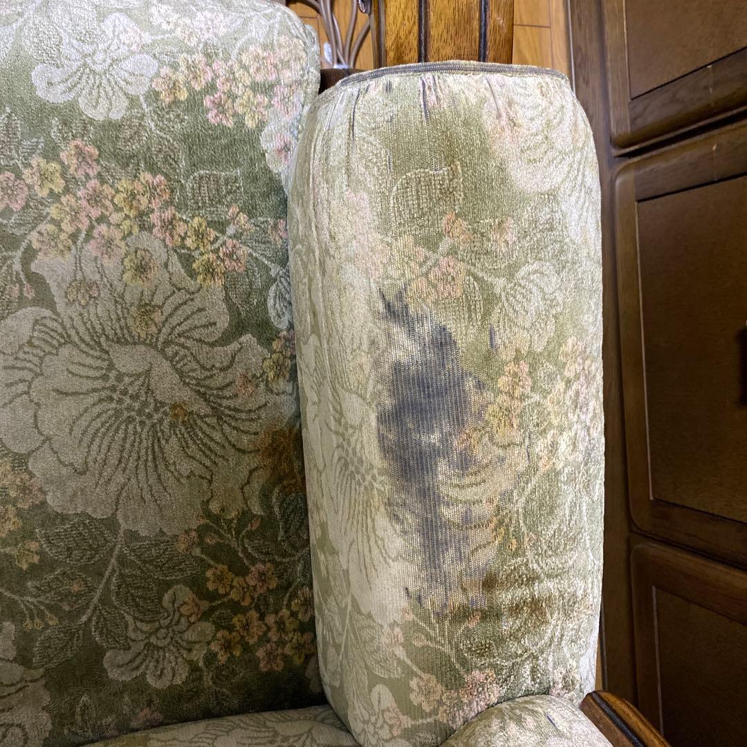 カリモク 金華山シリーズ グリーン 花柄 3Pソファ