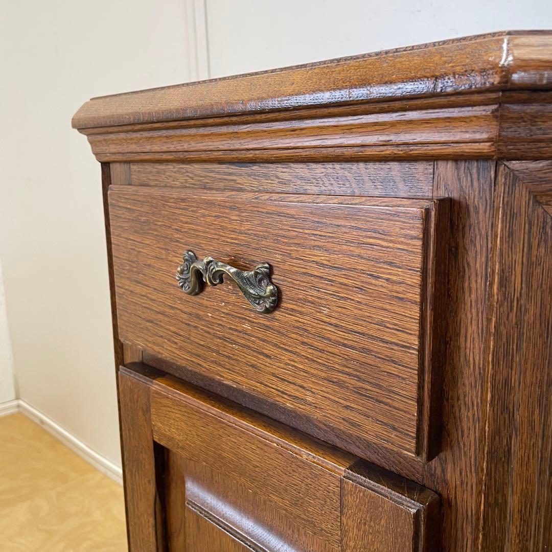 オーク材 6角キャビネット コンソール チェスト 電話台 棚 アンティーク