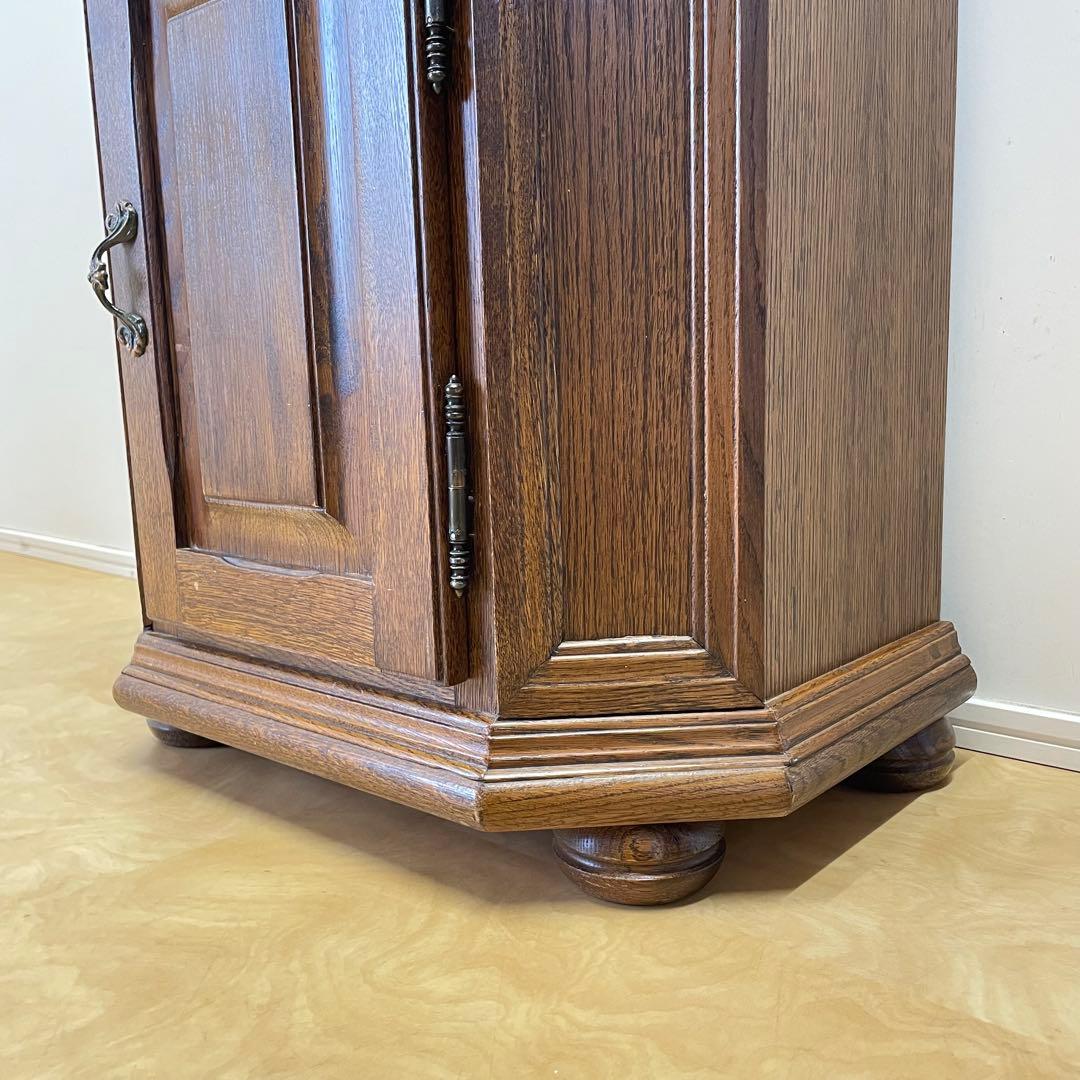 オーク材 6角キャビネット コンソール チェスト 電話台 棚 アンティーク