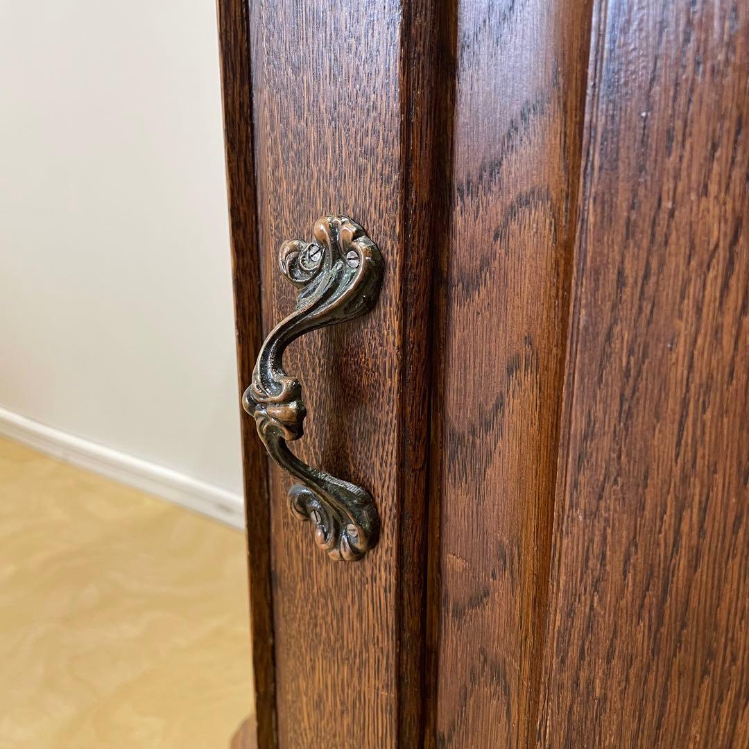 オーク材 6角キャビネット コンソール チェスト 電話台 棚 アンティーク