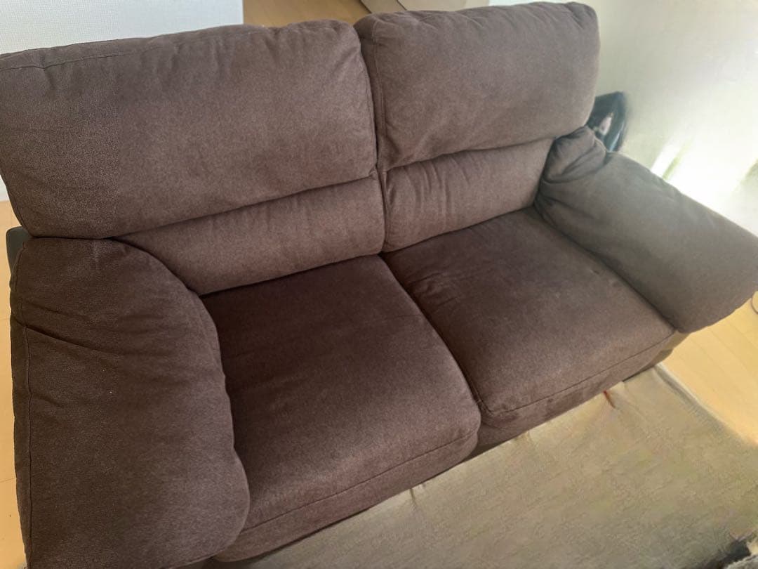 ［asukin］ニトリ　２人掛け布貼りソファ(ウォール3KD DBR)