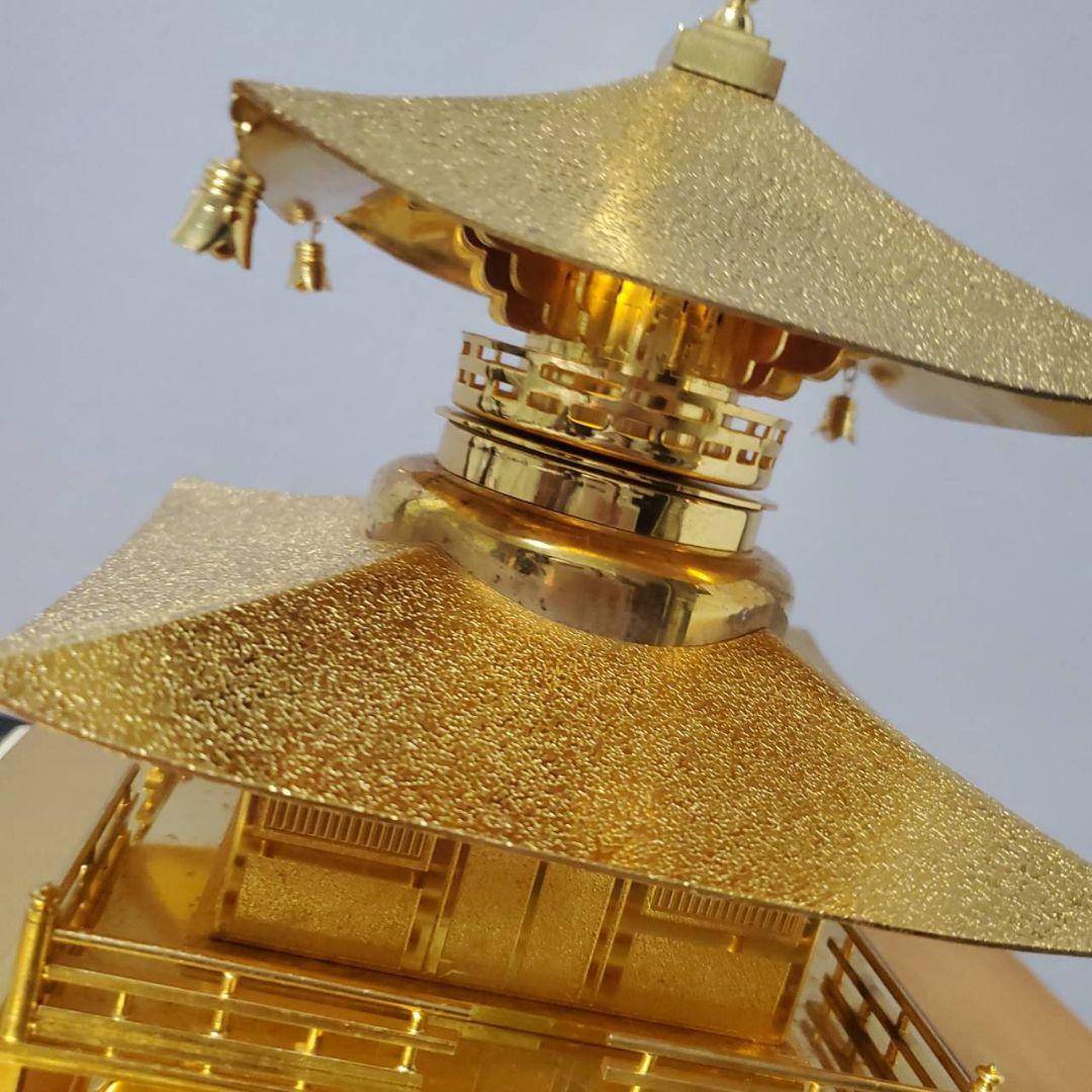 金鍍金 多宝塔 置物 オブジェ 金 ゴールド 寺院 ガラスケース入り