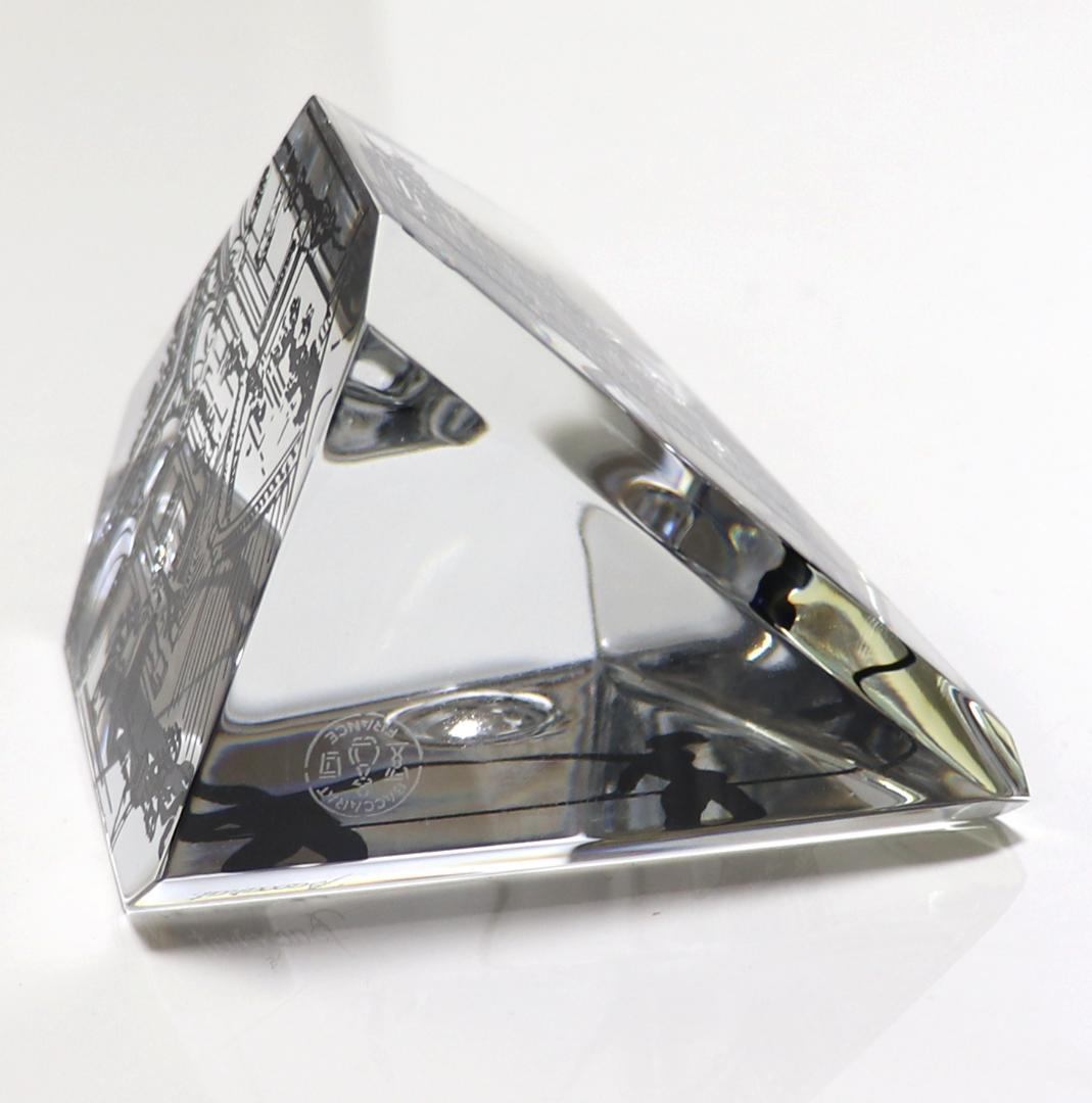 バカラ 珍品 大型9面体 ペーパーウェイト 宮殿でバレエする男女 月と太陽 置物