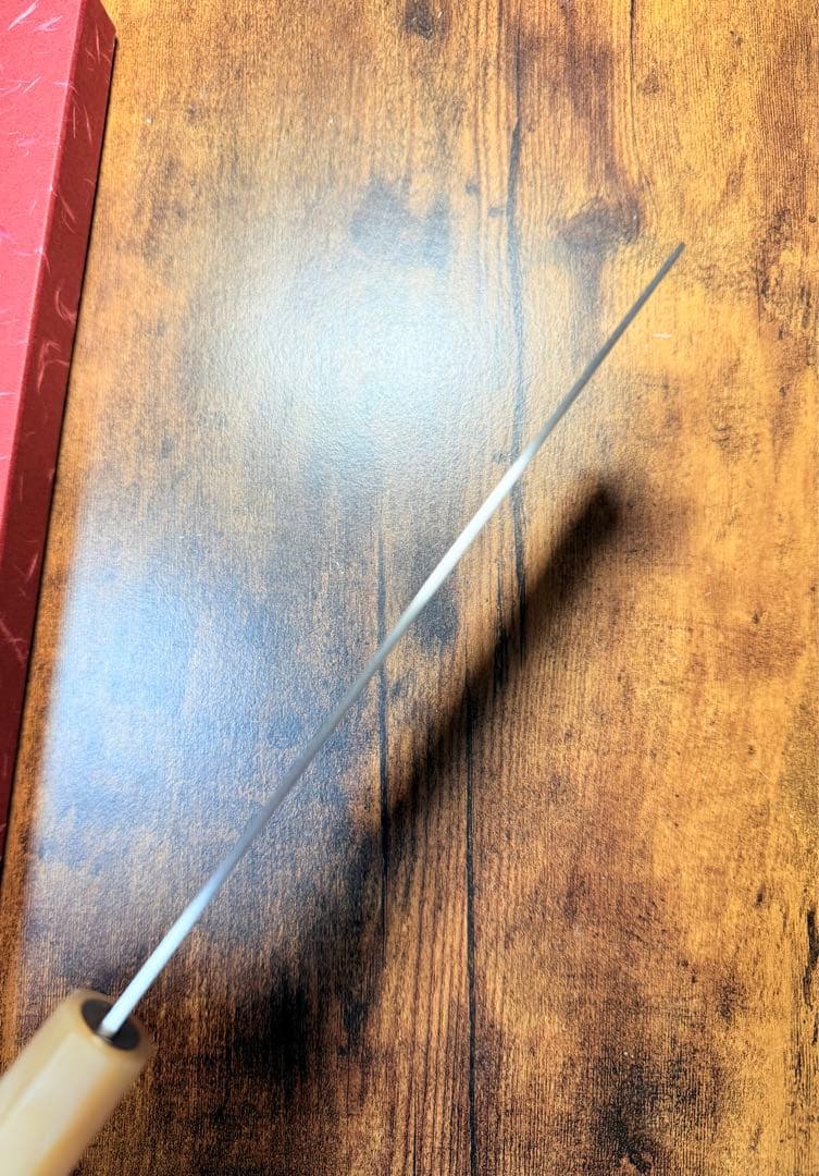 堺白鶴作　菜切　包丁　粉末ハイス鋼(SRS13) 紫檀白水牛八角柄