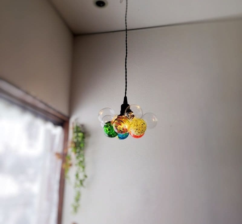 【L】昭和レトロなバブルボールガラスペンダントライトカラフルバブルアンティーク系