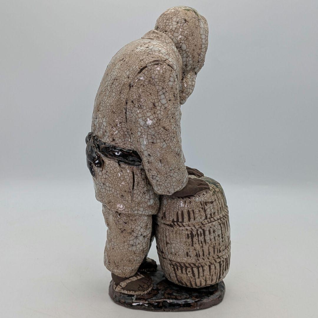 満寿窯 増田重幸 瀬戸焼 陶像「豊作」 共箱合布 農民 百姓 置物 縁起物