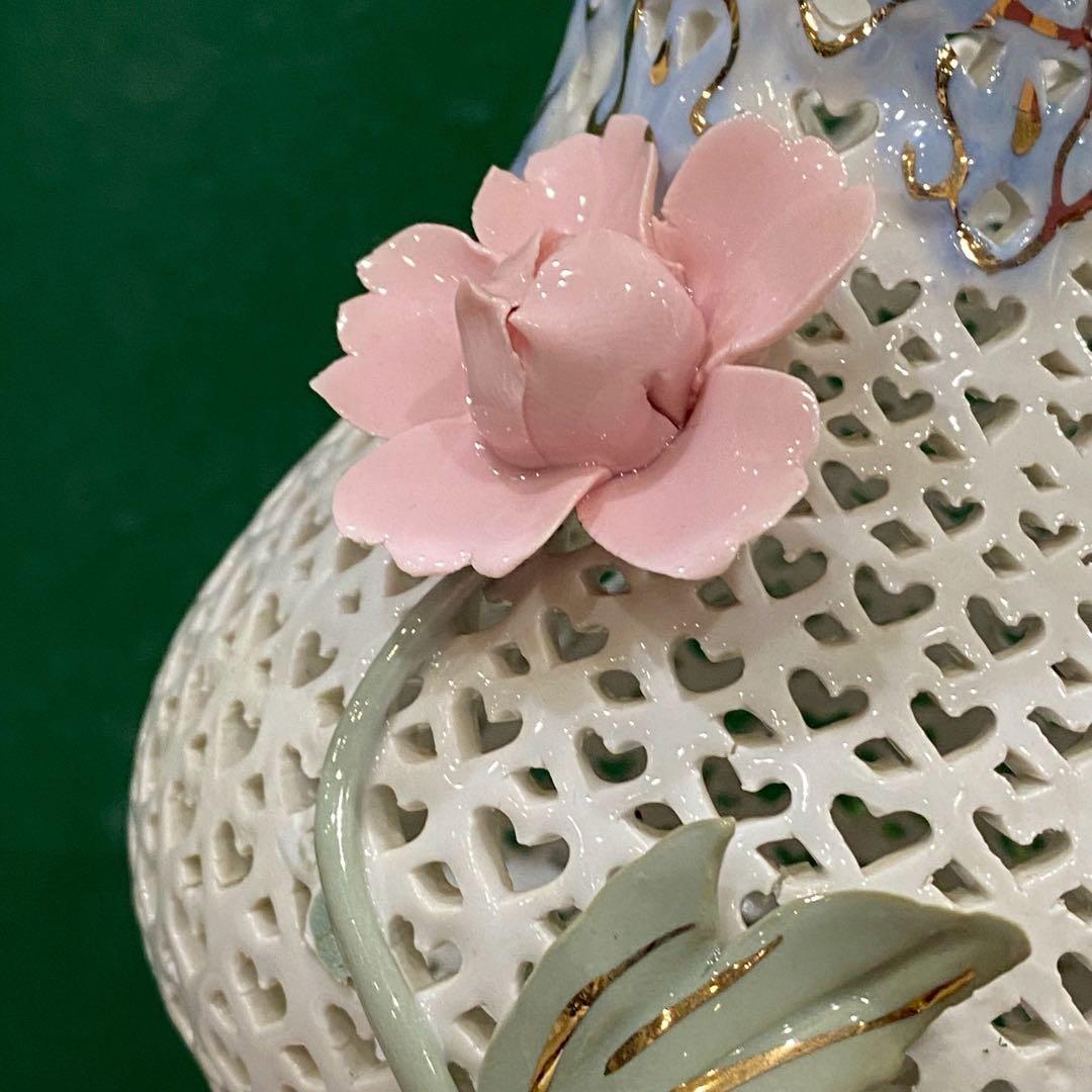 透かし彫り 置物 インテリア 花 アンティーク