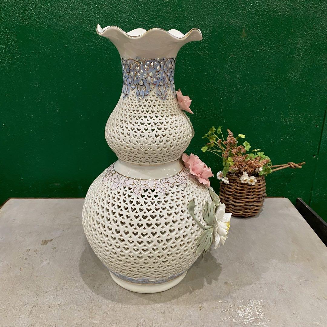 透かし彫り 置物 インテリア 花 アンティーク