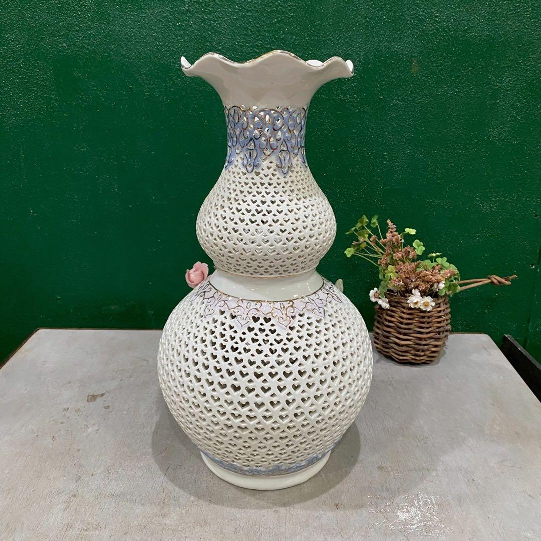 透かし彫り 置物 インテリア 花 アンティーク