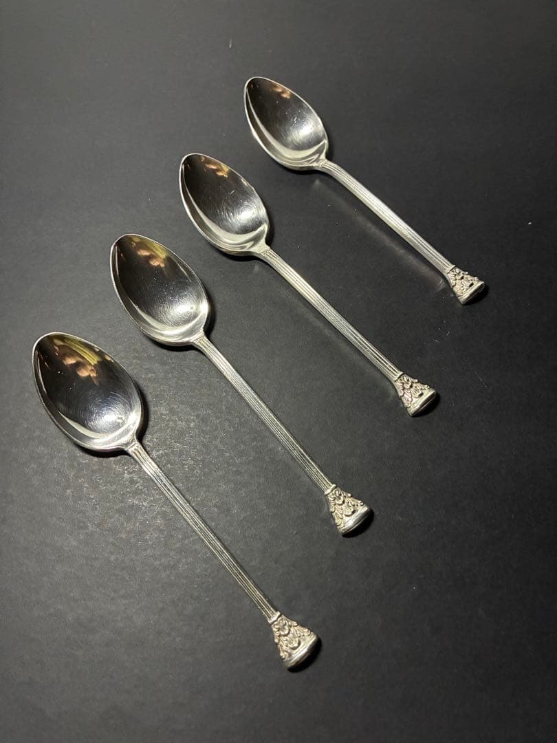 英国アンティーク 純銀スプーン4本セット 計64g 刻印