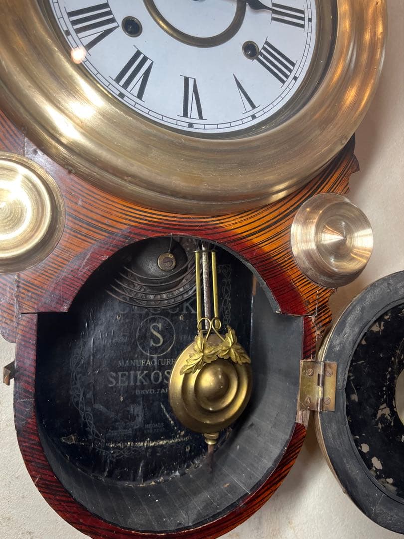 精工舎　だるま時計　柱時計　古時計　振り子時計　　ゼンマイ　ボンボン　レトロ