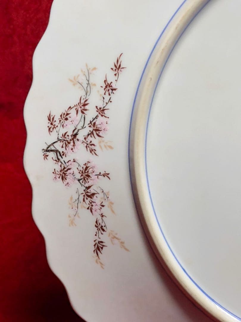 花鳥柄皿　嵯峨野製　孔雀　桜　芍薬　柴田陶器