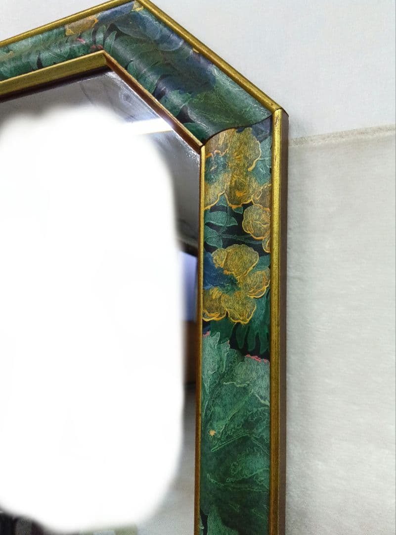 ウォールミラー　姿見　アンティーク　ヴィンテージ　鏡　縦長 八角形壁掛けミラー