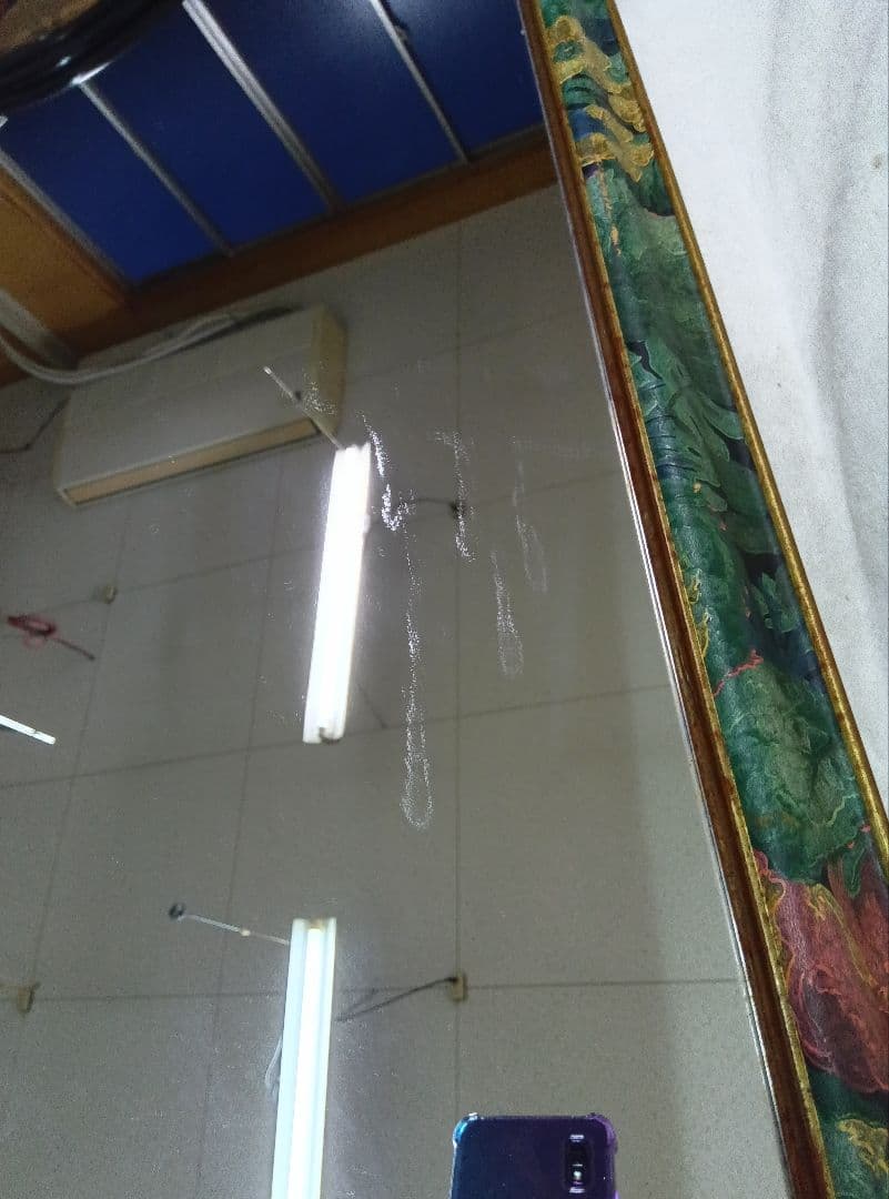 ウォールミラー　姿見　アンティーク　ヴィンテージ　鏡　縦長 八角形壁掛けミラー