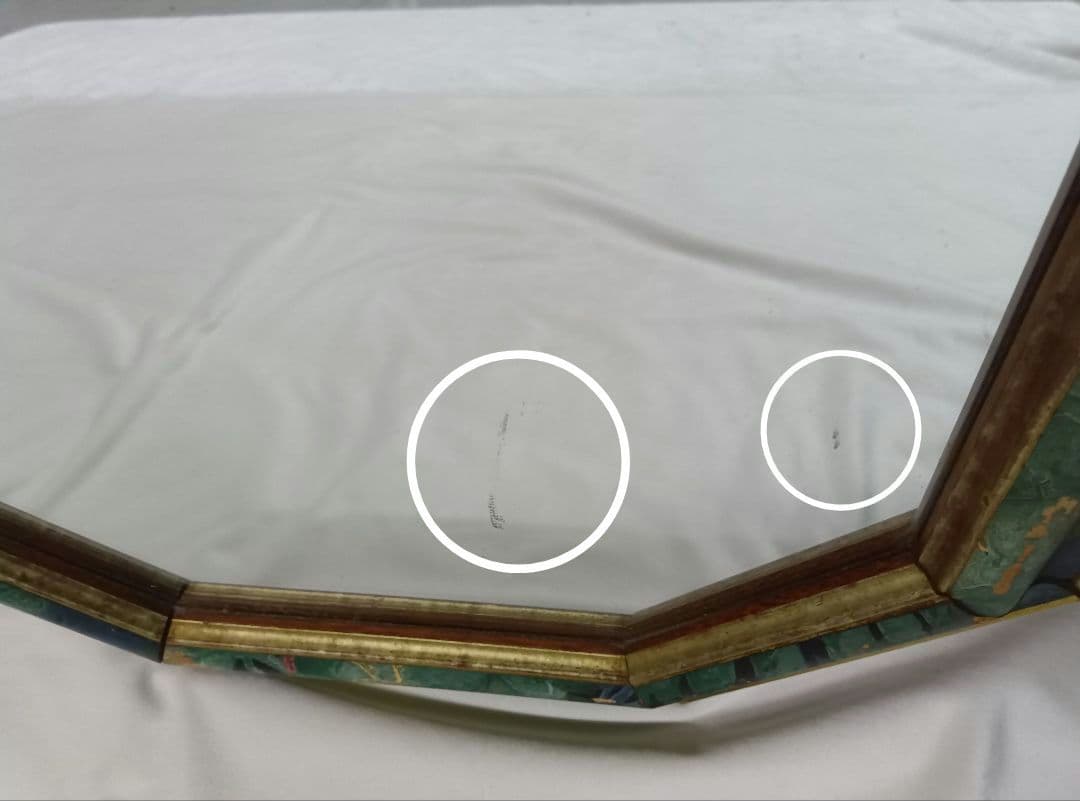 ウォールミラー　姿見　アンティーク　ヴィンテージ　鏡　縦長 八角形壁掛けミラー