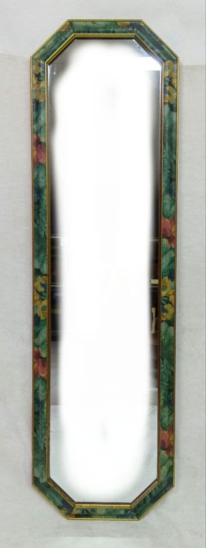 ウォールミラー　姿見　アンティーク　ヴィンテージ　鏡　縦長 八角形壁掛けミラー