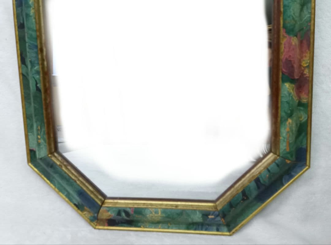 ウォールミラー　姿見　アンティーク　ヴィンテージ　鏡　縦長 八角形壁掛けミラー