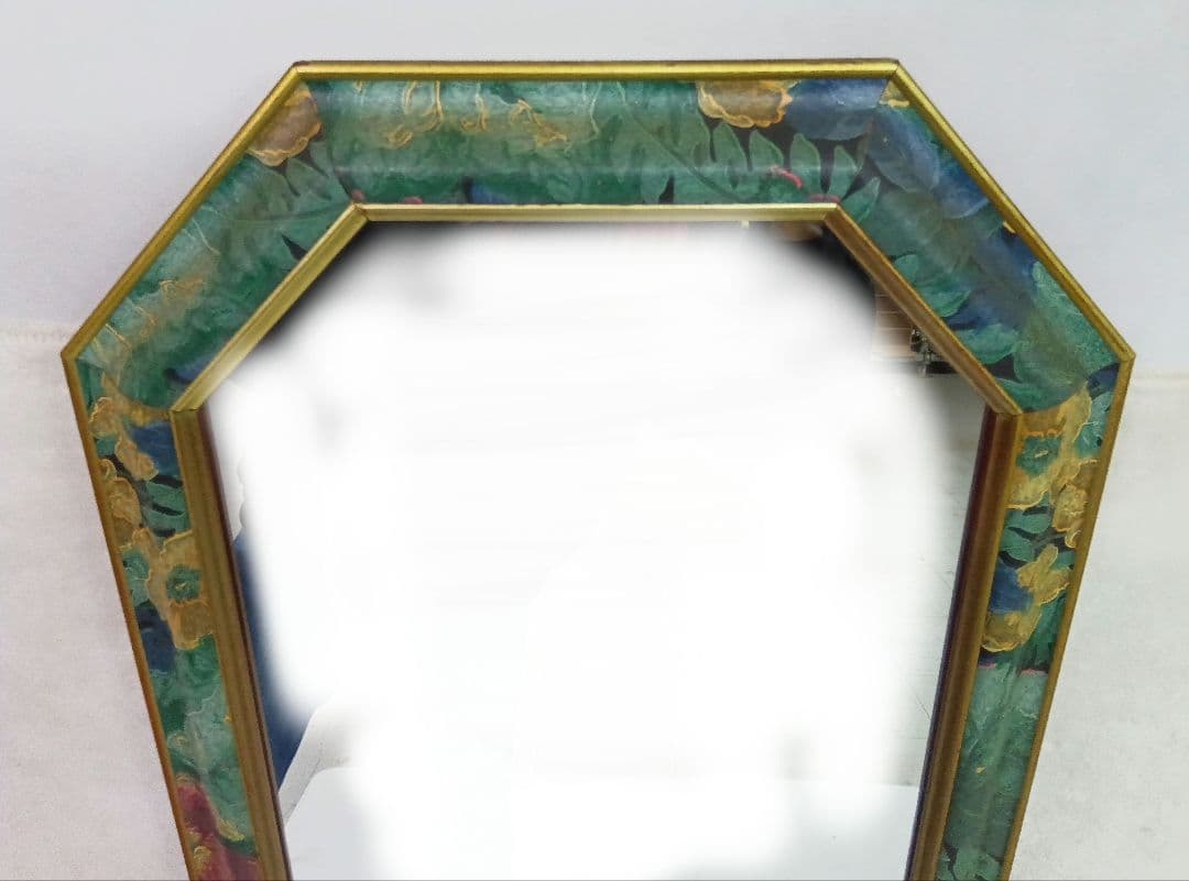 ウォールミラー　姿見　アンティーク　ヴィンテージ　鏡　縦長 八角形壁掛けミラー