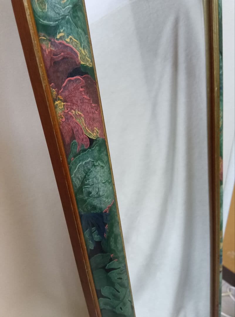 ウォールミラー　姿見　アンティーク　ヴィンテージ　鏡　縦長 八角形壁掛けミラー