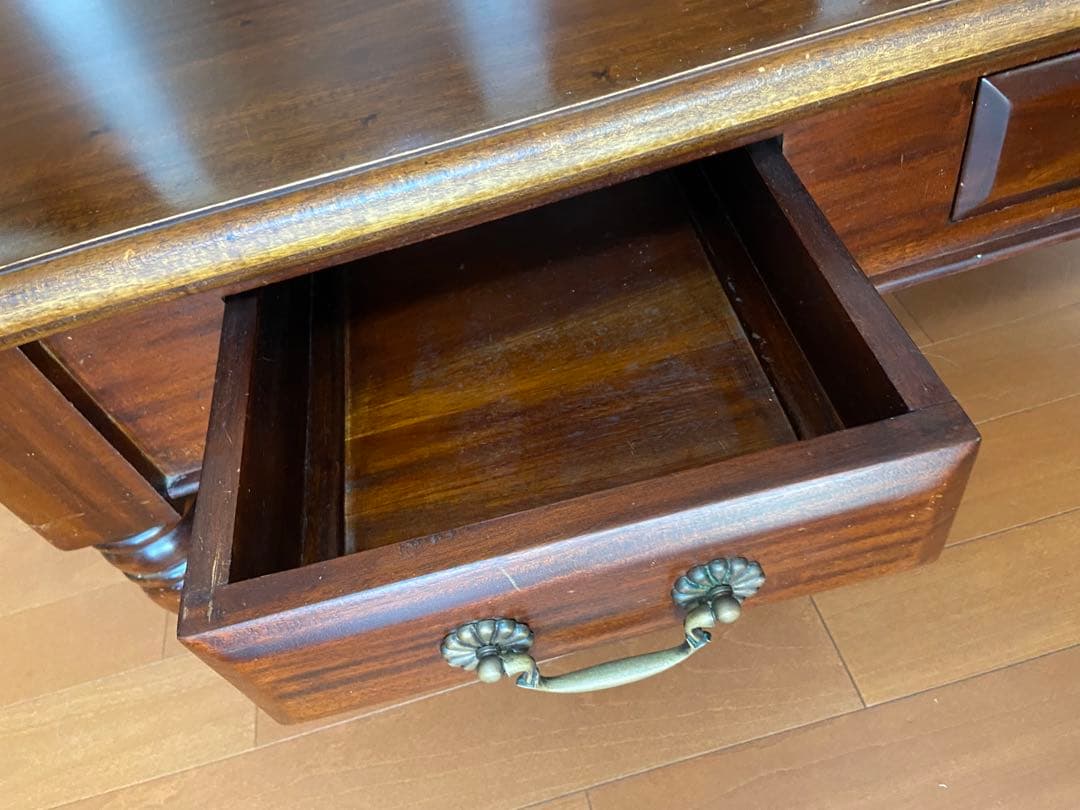 木製ローテーブル 引き出し付き ブラウン　 引き取り限定　横浜