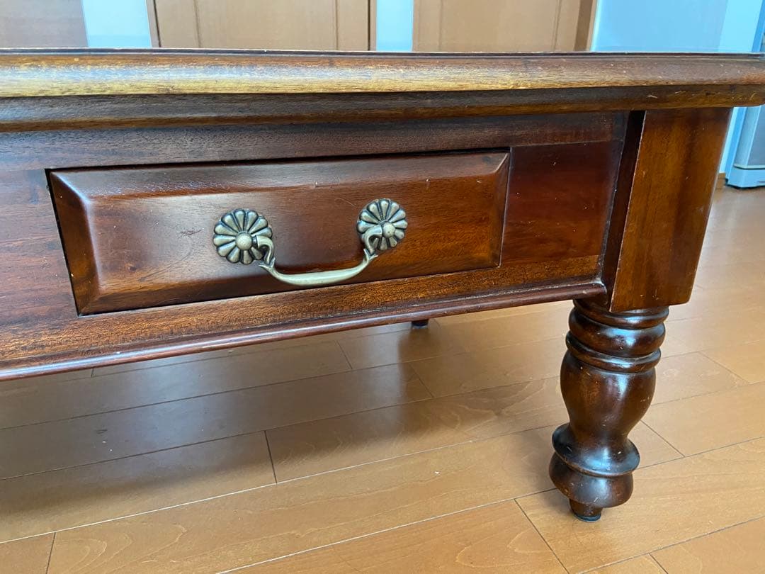 木製ローテーブル 引き出し付き ブラウン　 引き取り限定　横浜