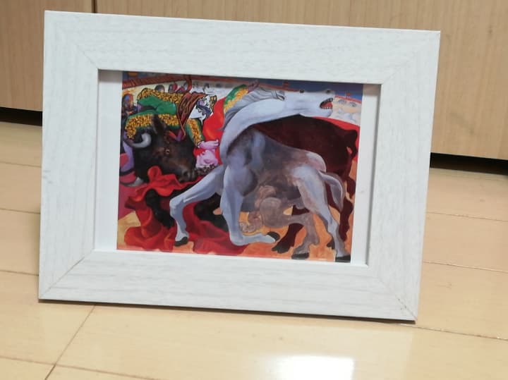 送料無料【新品】ピカソ-【コリーダ 闘牛士の死】　額入り絵画　レターサイズ