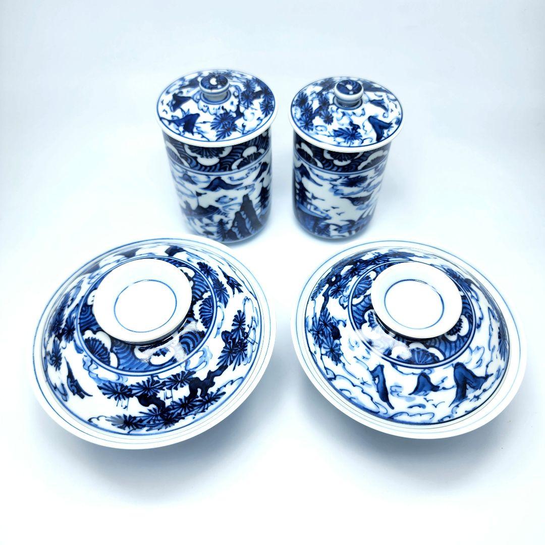 睦揃 飯椀 湯呑 清水焼 染付山水絵 平安京泉 - メルカリ