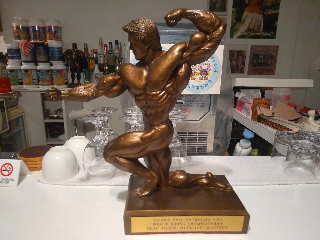 アメリカ選手権大会 優勝 ボディビル トロフィー 置物 オブジェ★ゴールドジム