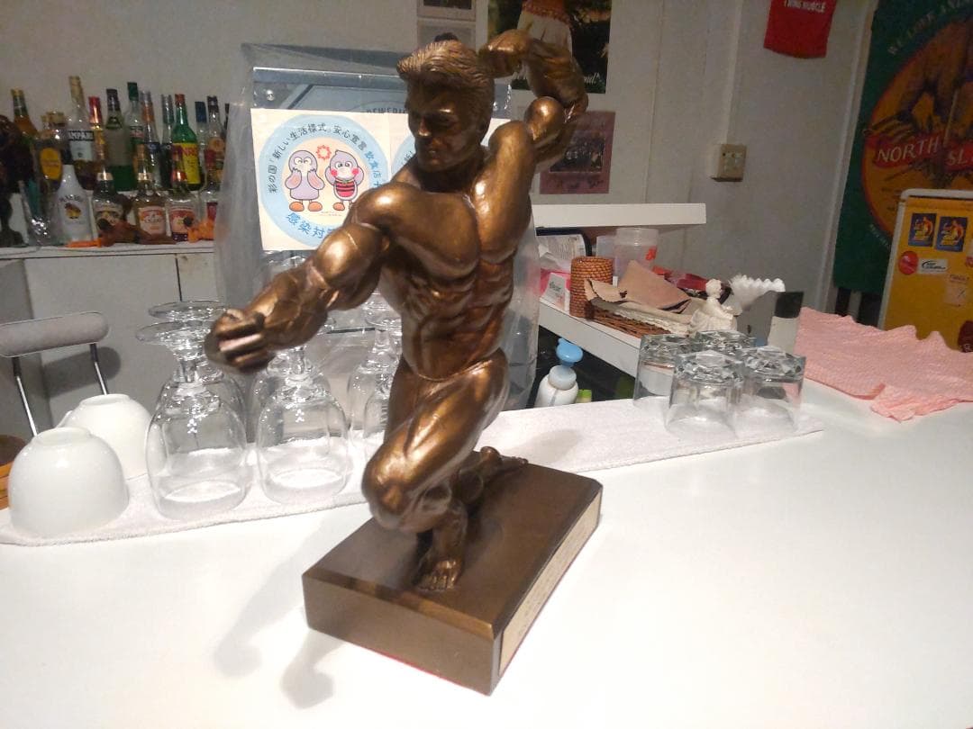 アメリカ選手権大会 優勝 ボディビル トロフィー 置物 オブジェ★ゴールドジム