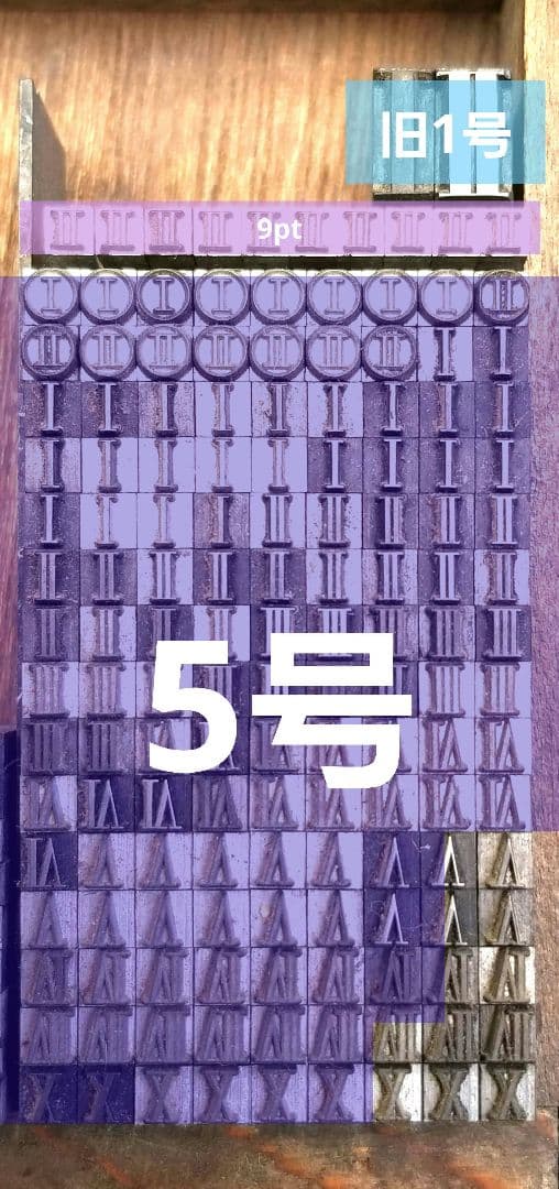 セール【ローマ数字】活字 活版 旧1号 4号 5号 9pt 6号