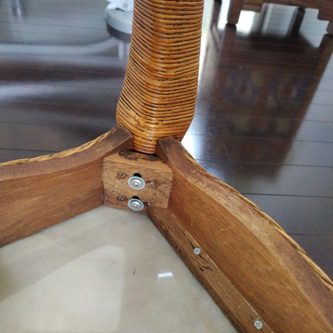 美品です!ラタン 籐 アンティーク 猫脚 ジャガード スツール オットマン 1脚