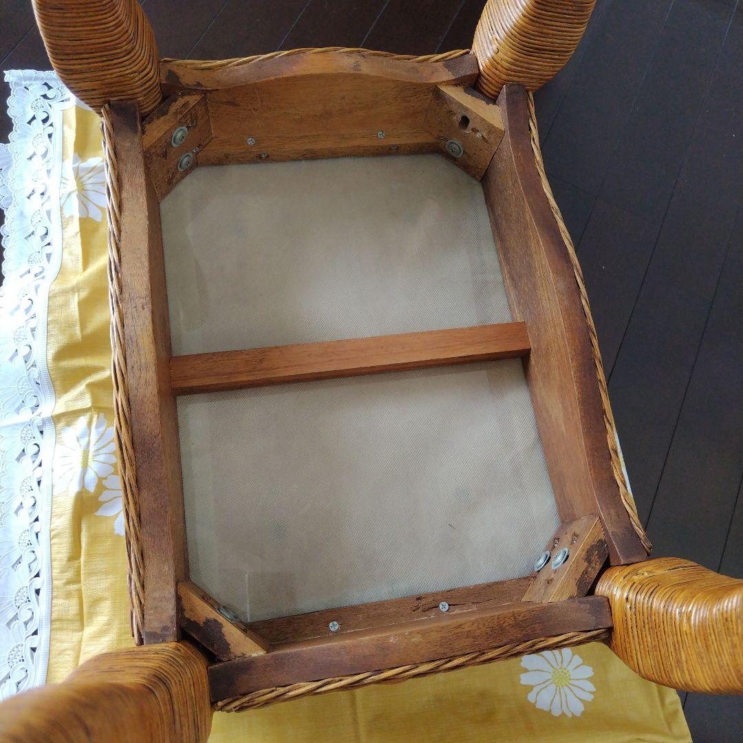 美品です!ラタン 籐 アンティーク 猫脚 ジャガード スツール オットマン 1脚