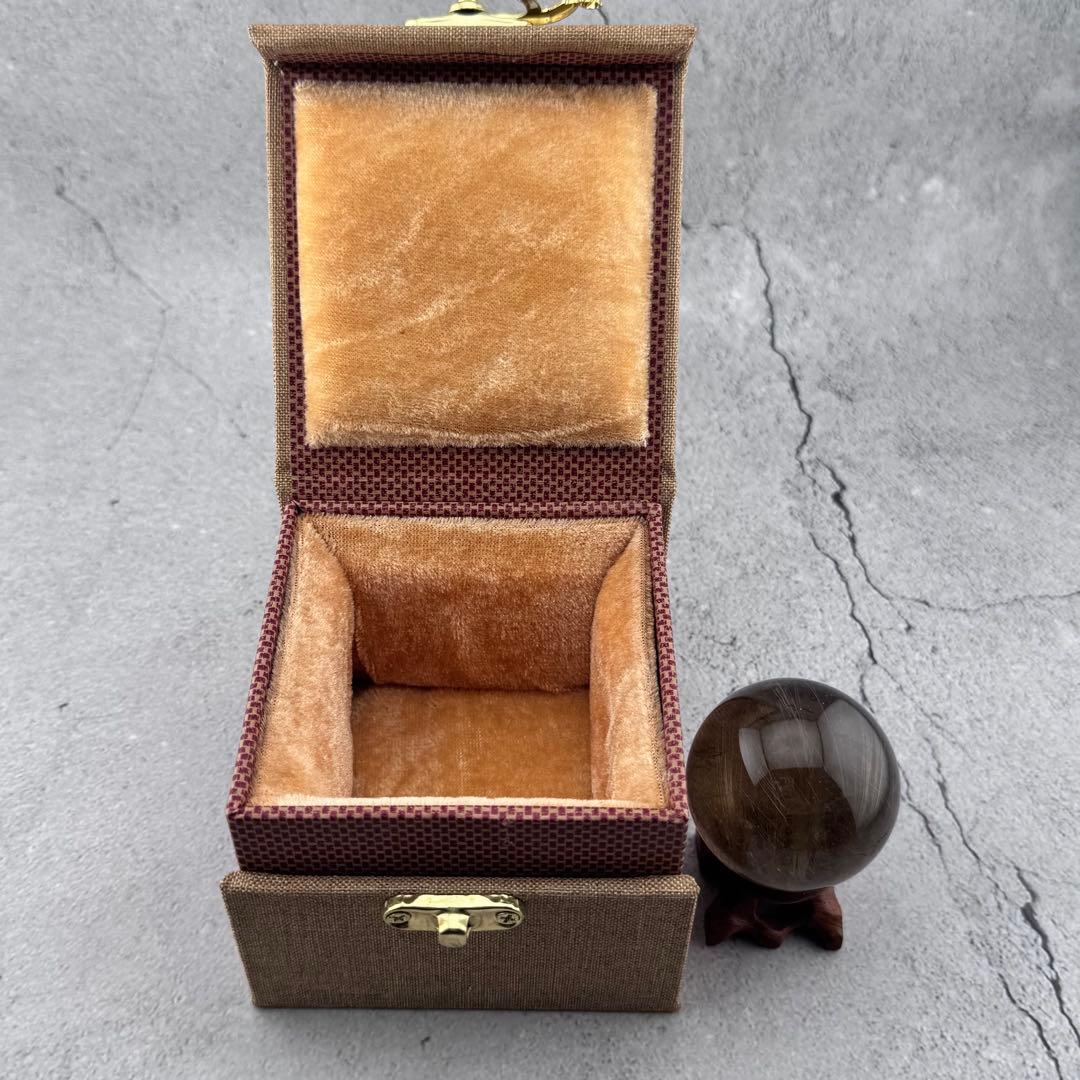 M-46ゴールドルチル丸玉　針入りルチルクォーツスフィア　天然石　44mm