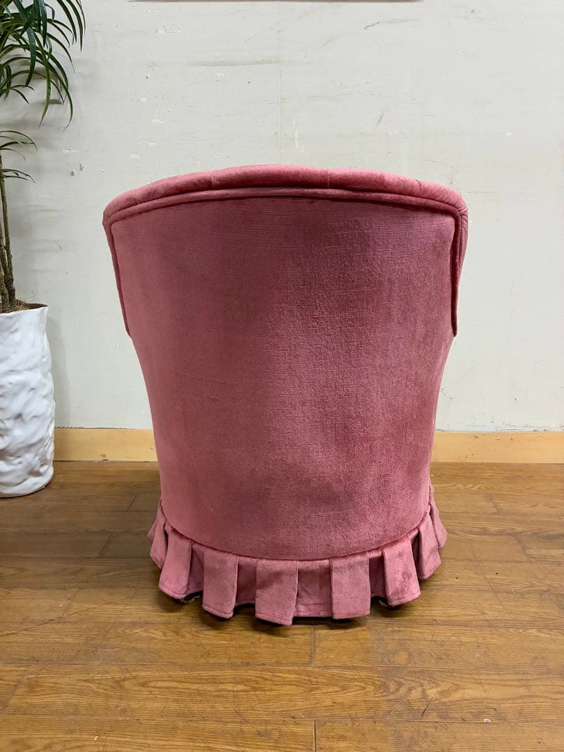 みるく☆管404☆イタリア製☆アンティーク☆ピンクファブリックソファー