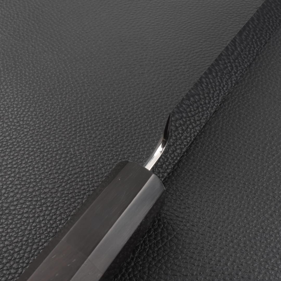 11048柳刃包丁 9寸 高光沢度鏡面仕上げ 刃は究極の切れ味 黒檀黒水牛八角柄