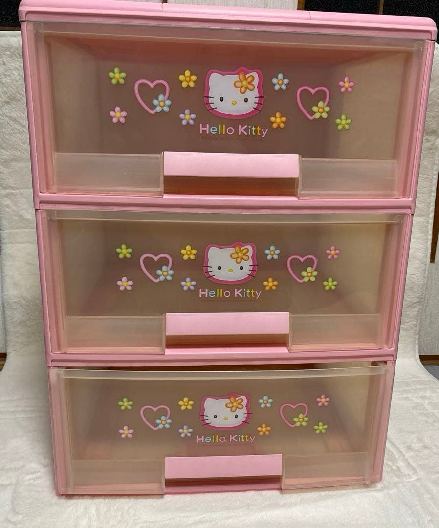 【レア】kitty キティ　プラスティックケース　ラック　収納3段チェスト