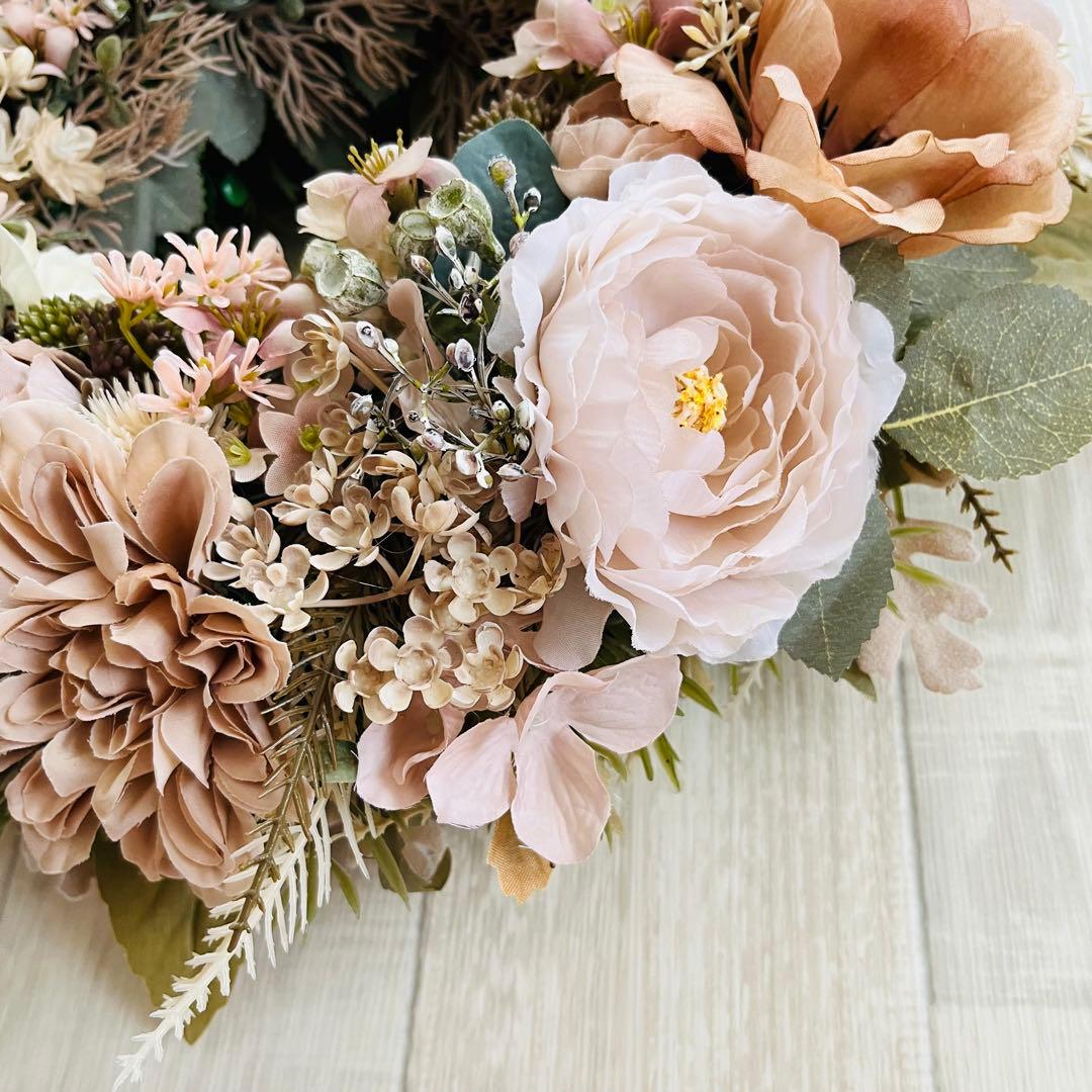 フラワーリース ナチュラルリース 玄関リース ニュアンスカラー アンティーク 大