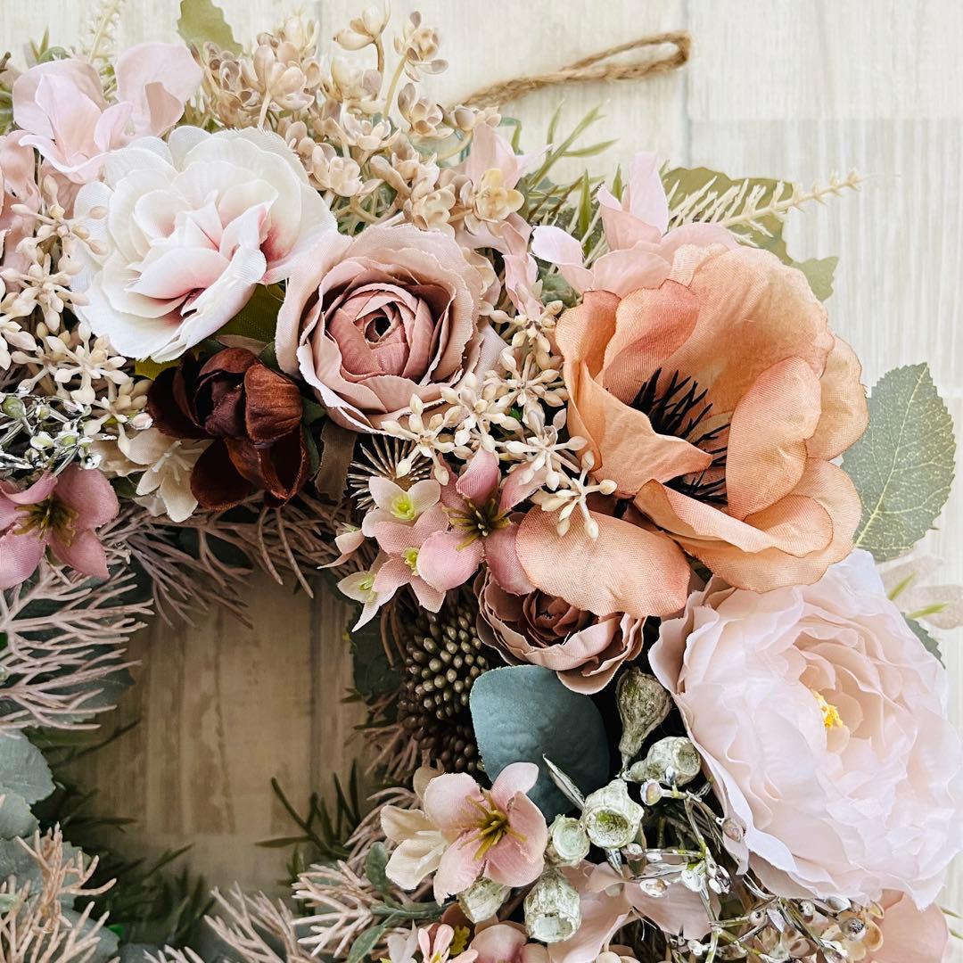 フラワーリース ナチュラルリース 玄関リース ニュアンスカラー アンティーク 大