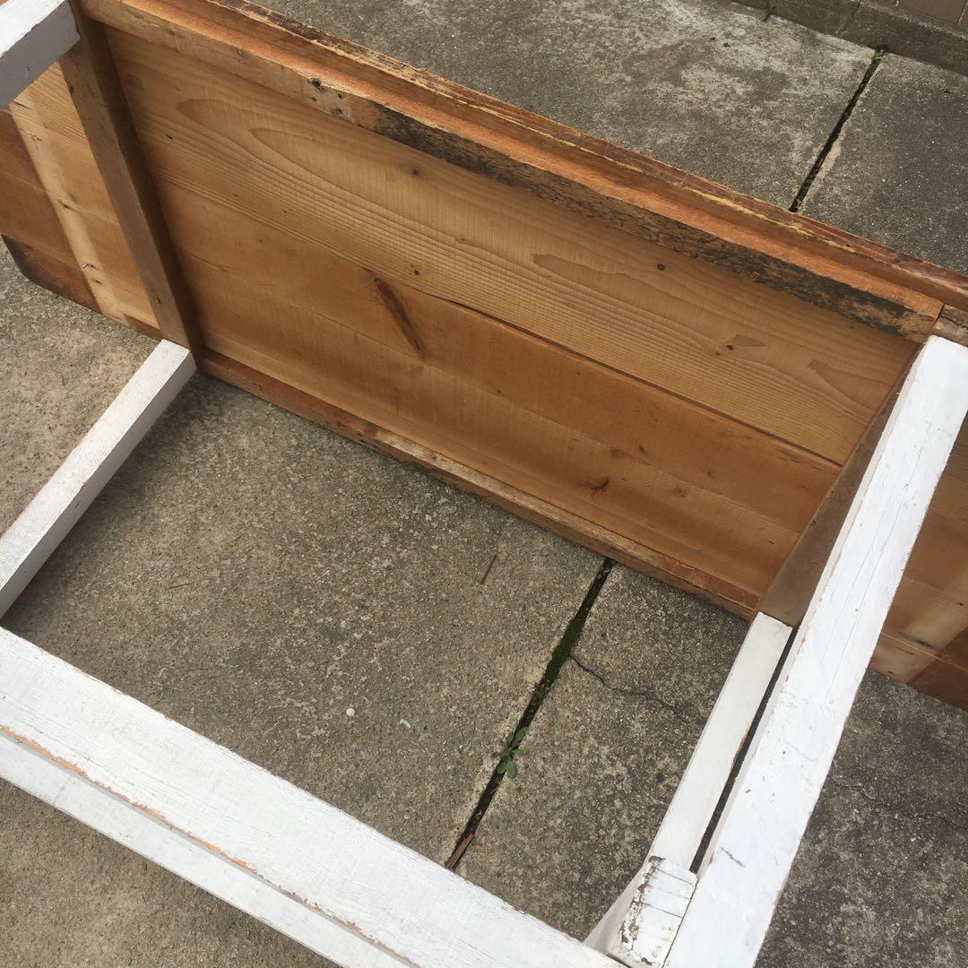 長テーブル【152cm 66cm 高さ76cm 】古材　机　シャビー 3分割天板