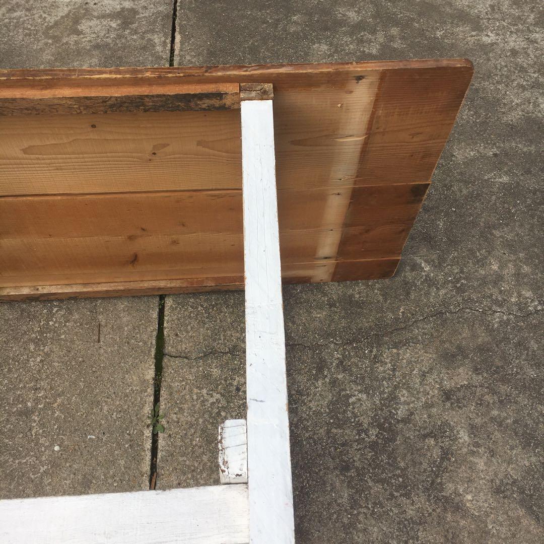 長テーブル【152cm 66cm 高さ76cm 】古材　机　シャビー 3分割天板