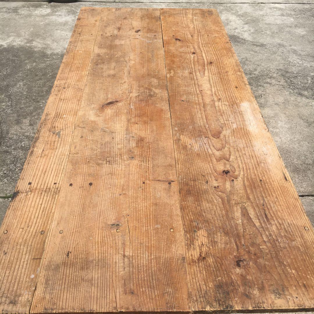 長テーブル【152cm 66cm 高さ76cm 】古材　机　シャビー 3分割天板