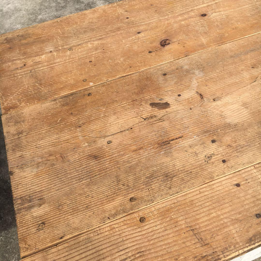 長テーブル【152cm 66cm 高さ76cm 】古材　机　シャビー 3分割天板