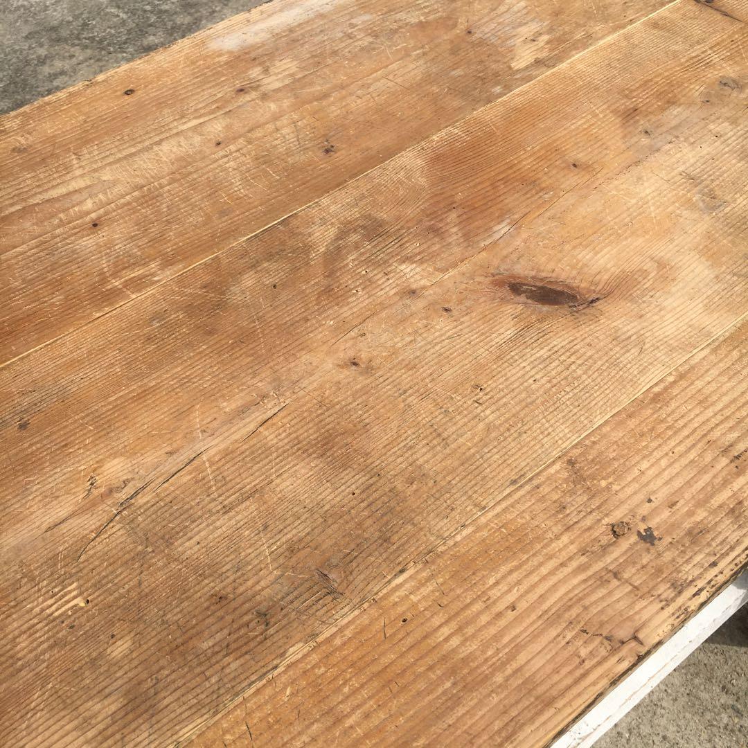 長テーブル【152cm 66cm 高さ76cm 】古材　机　シャビー 3分割天板