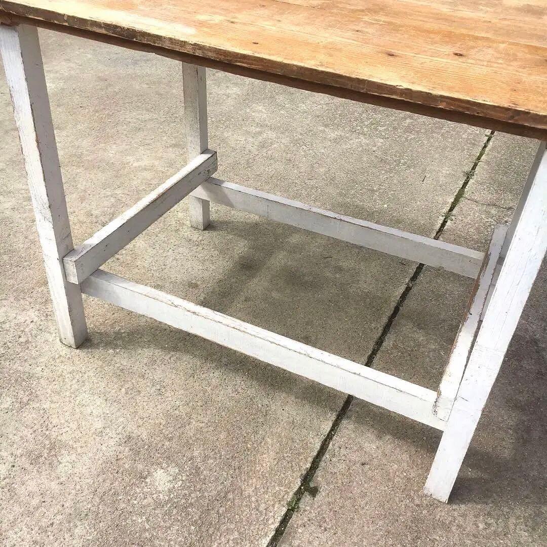 長テーブル【152cm 66cm 高さ76cm 】古材　机　シャビー 3分割天板