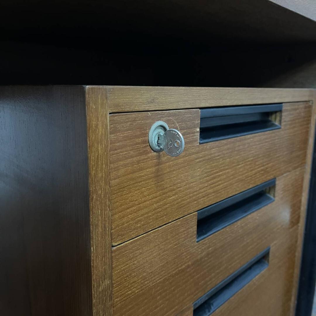 天童木工 片袖机 チーク材 鉄脚 デスク テーブル 机 家具 70 〜 80年代