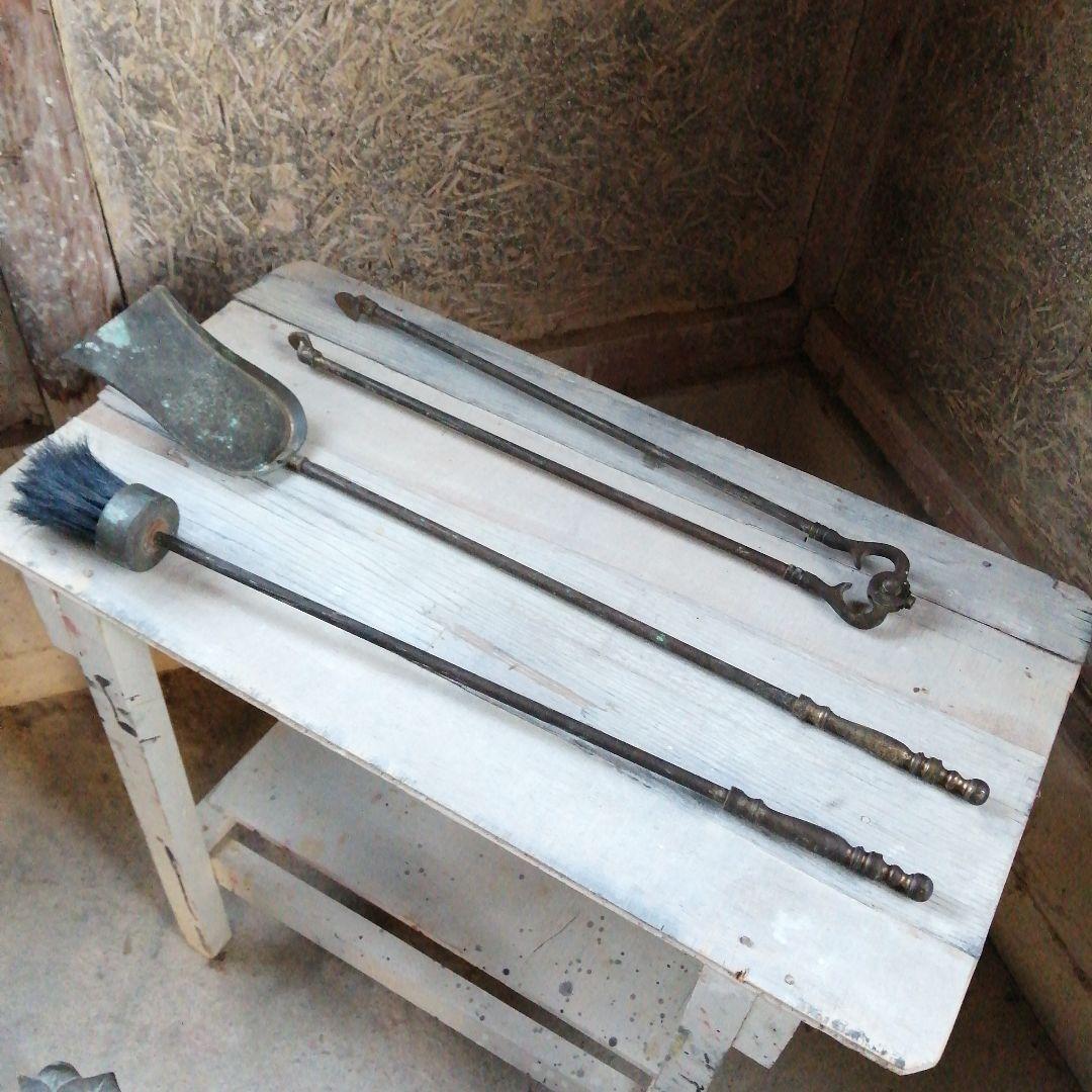 イギリス製　アンティークファイヤーツール　サイドカバー